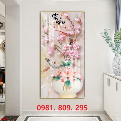 Tranh gạch khổ đứng 3d bình hoa HSG9309