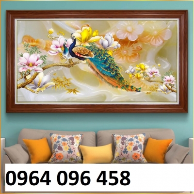 Tranh gạch chim công 3d - 6887CV