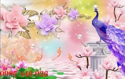 Tranh gạch men chim công 3d HP083222