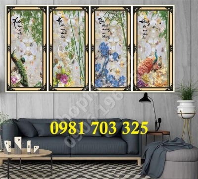 tranh gạch 3d tứ quý