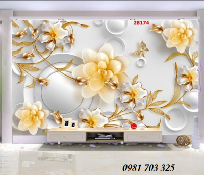 Tranh hoa 3D- tranh gạch trang trí phòng