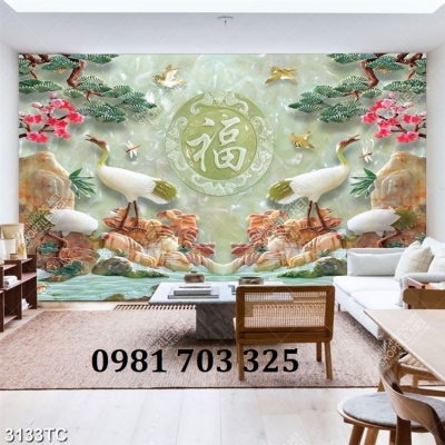 Tranh gạch tùng hạc trang trí
