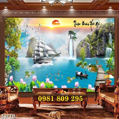 Gạch tranh , gạch trang trí thuyền 3d