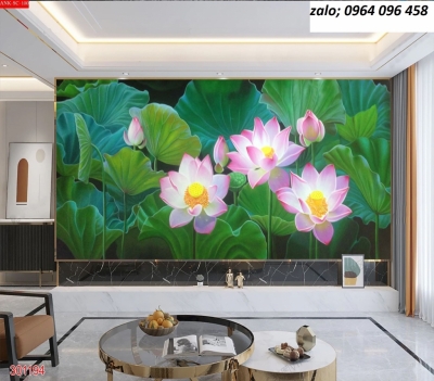 Tranh gạch 3d mẫu hoa sen - LFD3