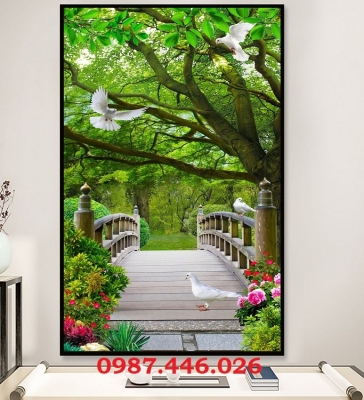 Gạch tranh 3d phong cảnh khổ đứng HP8983