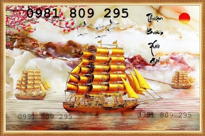 Tranh gạch 3d phong thủy , tranh thuyền