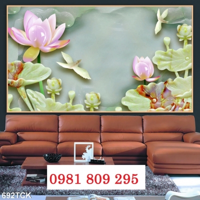 Gạch 3d hoa sen ốp tường - tranh gạch men
