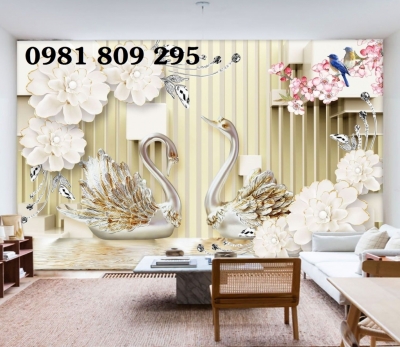Tranh gạch 3d hoa dán tường