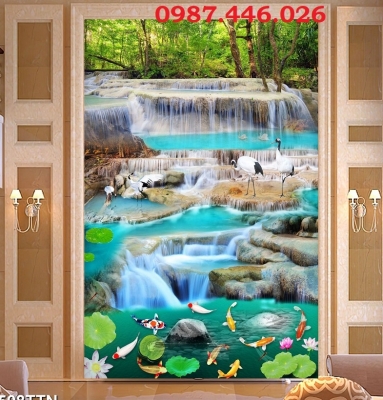 Tranh gạch 3d thác nước p