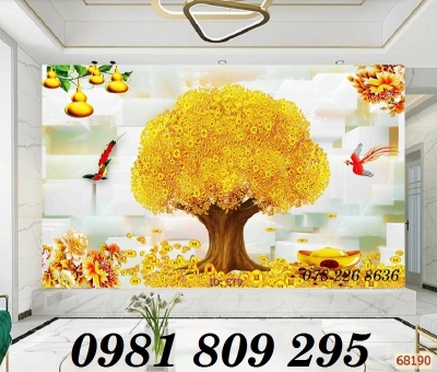 Gạch 3d trang trí cây kim tiền