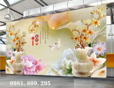 Gạch tranh, tranh gạch ốp tường 3d hoa mẫu đơn