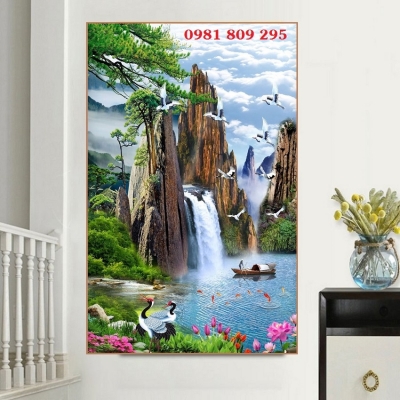 Gạch tranh 3d thác nước khổ đứng HP2266