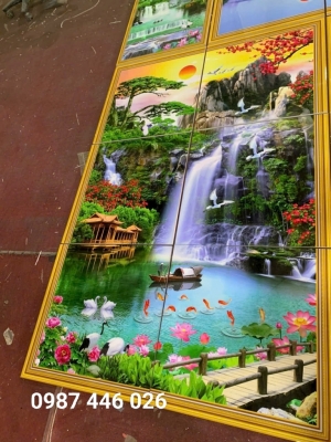 Gạch 3d ảnh thực tế tranh thác nước