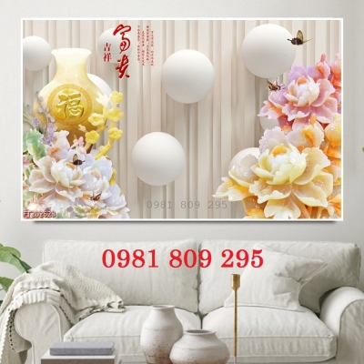 Tranh gạch - gạch trang trí 3d hoa mẫu đơn