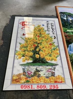Tranh ốp tường 3d hoa mai , gạch tranh