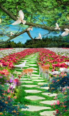 Tranh cảnh đồng quê - tranh gạch 3d đồng quê - 777XM