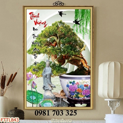 Gạch tranh 3D cây cảnh phong thủy ốp tường