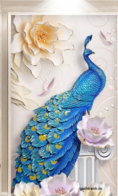 Tranh gạch chim công 3D
