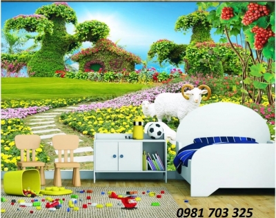 tranh gạch 3D ốp tường phòng khách