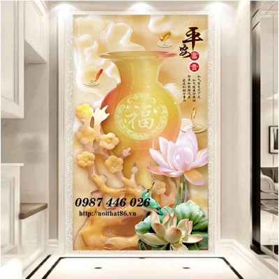 Gạch tranh bình hoa lục bình 3d đẹp HP9833