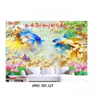 Gạch tranh đẹp cá chép 3d
