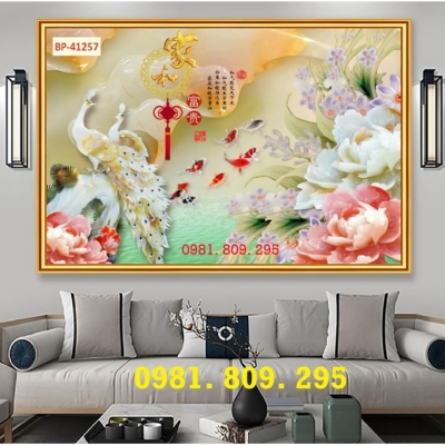 Tranh gạch hoa mẫu đơn 3d