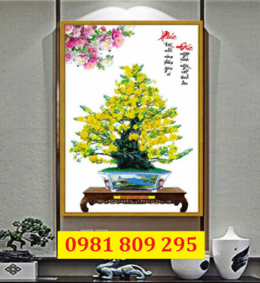 Gạch tranh 3d mai vàng ốp tường