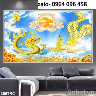 Gạch tranh 3d ốp tường rồng phượng - 2XCC