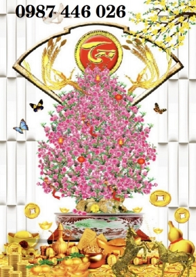 Tranh gạch hoa đào 3d HP7272