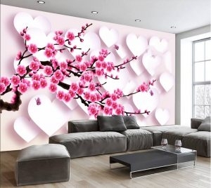 Tranh gạch ốp tường cành đào 3d - 245XC