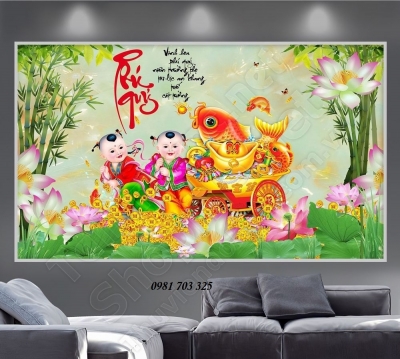 Tranh gạch 3D cá chép- gạch tranh phong thủy