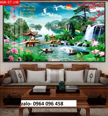 Tranh gạch 3d ốp tường phong thủy phòng khách - CV533