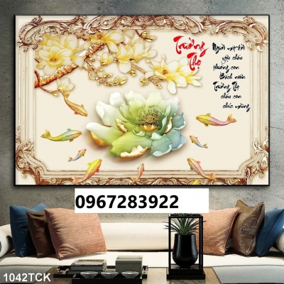 Tranh gạch trang trí cá chép hoa