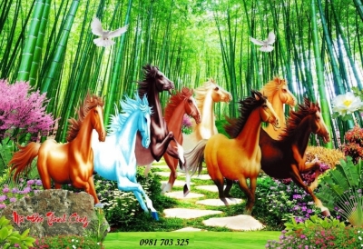 Tranh gạch men 3D phong thủy- tranh ngựa