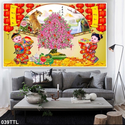 Gạch tranh hoa đào 3D đẹp