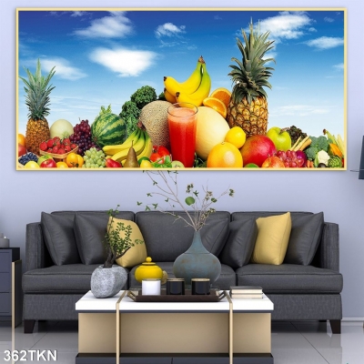 Tranh trang trí nhà bếp 3D- Tranh hoạ tiết hoa quả và rượu vang