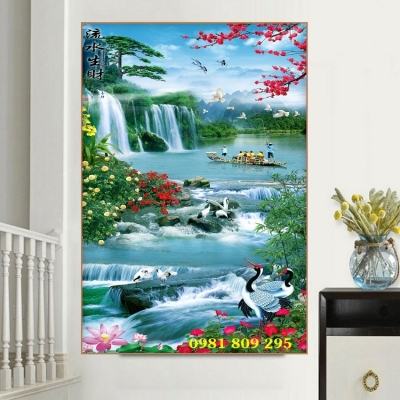Gạch 3d khổ dọc , tranh thiên nhiên