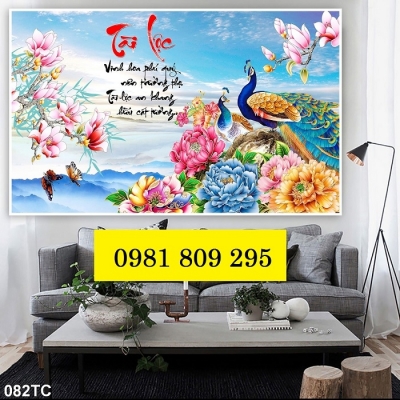 Gạch tranh chim công - tranh ốp phòng ngủ HSFG8