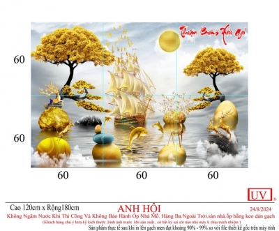 Tranh gạch men thuyền buồm vàng