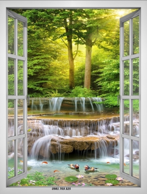 Tranh gạch men cửa sổ 3D