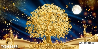 Tranh gạch 3d cây tiền vàng - SK8