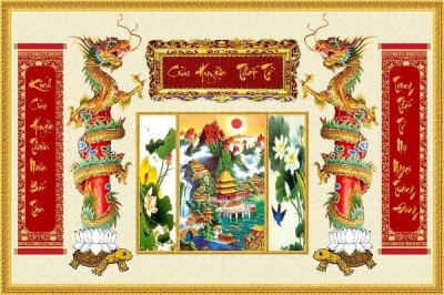 Tranh gạch men phòng thờ đẹp HP8623