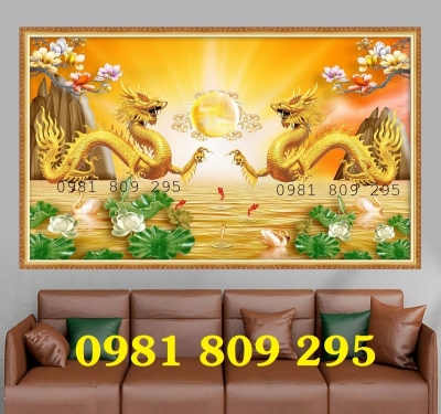 Tranh rồng - tranh gạch rồng vàng - gạch trang trí ban thờ GF65