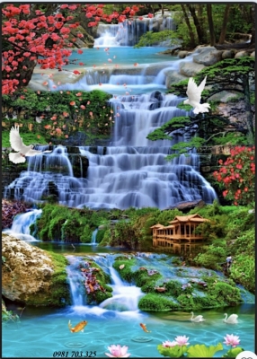 Tranh gạch 3D suối nước