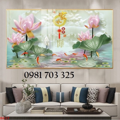 Tranh hoa sen, tranh gạch men 3D