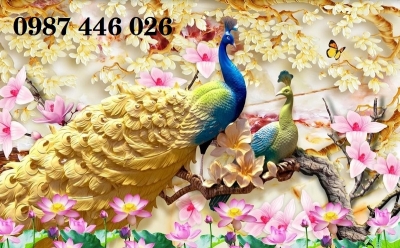 Gạch tranh chim công 3d HP862