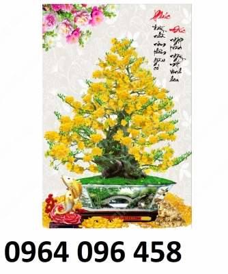 Tranh gạch men 3d cây mai vàng - YGVC43