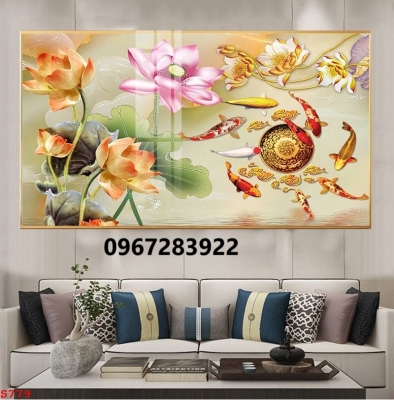 Tranh gạch đẹp trang trí hoa sen