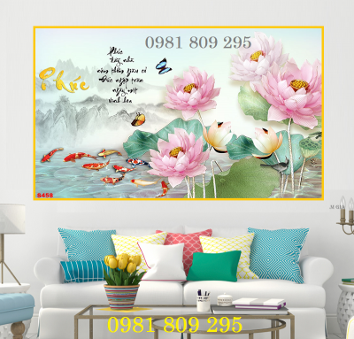 Tranh gạch sứ ngọc , tranh 3d hoa sen