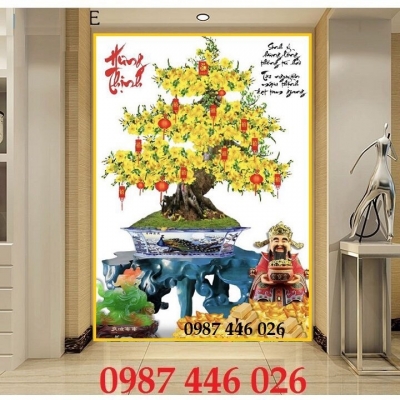 Tranh gạch hoa mai vàng 3d